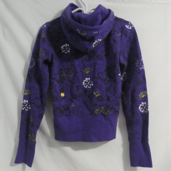 360 SURF | medium | Zip-Up Graphic Purple Hooded Sweatshirt | Hoodie | NWOT - Picture 3 of 16
